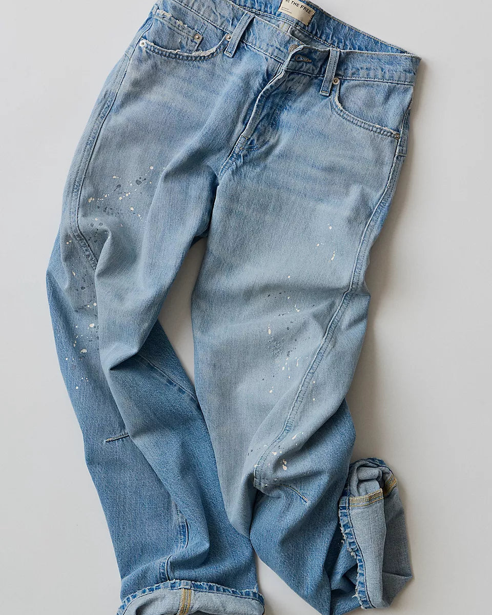 FREE PEOPLE FABLE LOW RISE TWISTED BOWED JEANS - ART SCHOOL