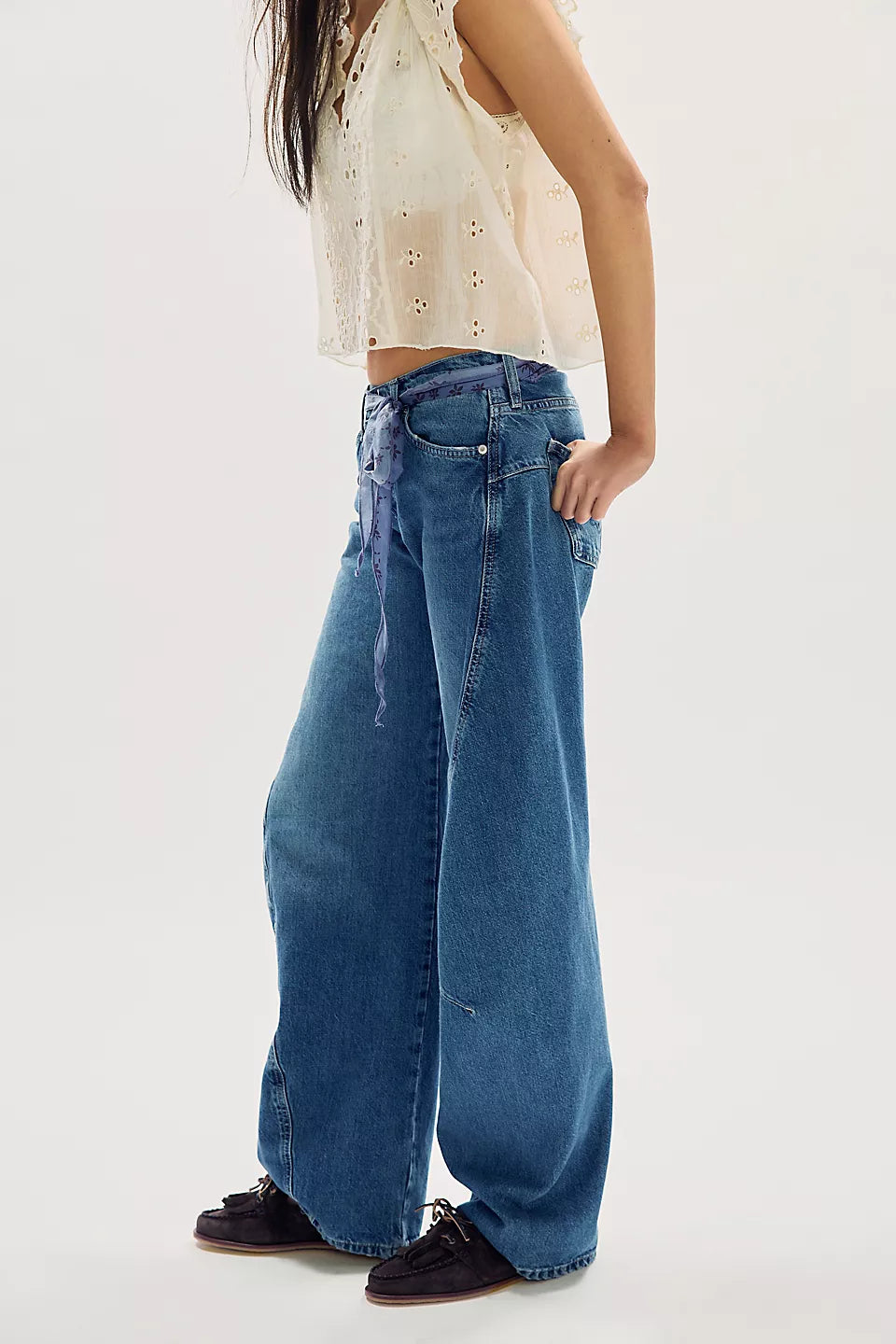 FREE PEOPLE FABLE LOW RISE TWISTED BOWED JEANS - HEARTSONG
