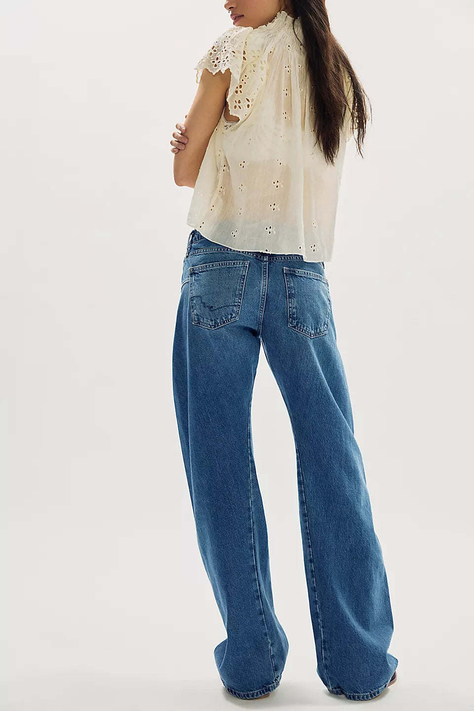 FREE PEOPLE FABLE LOW RISE TWISTED BOWED JEANS - HEARTSONG