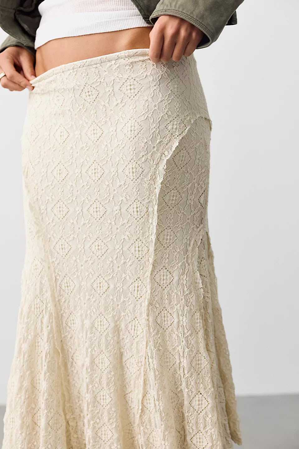 FREE PEOPLE BELLA LACE MERMAID SKIRT - TEA