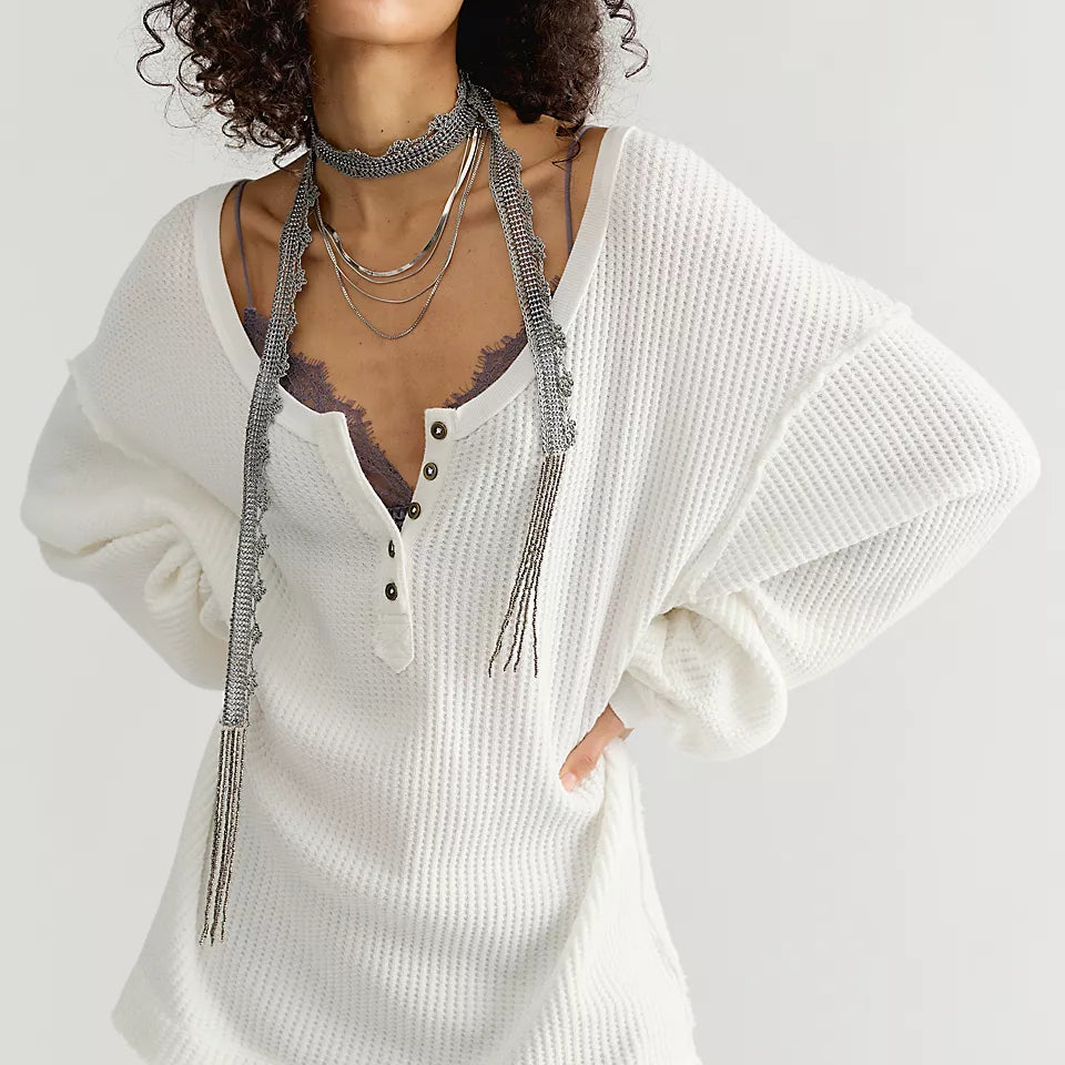 FREE PEOPLE MONTREAL OVERSIZED THERMAL - CLEAN IVORY