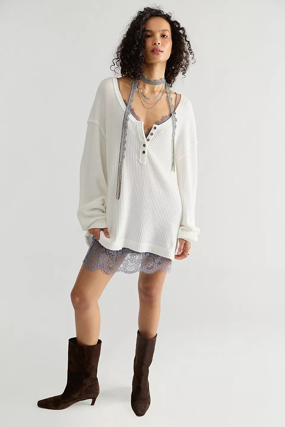 FREE PEOPLE MONTREAL OVERSIZED THERMAL - CLEAN IVORY