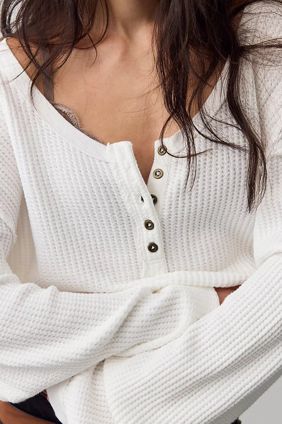 FREE PEOPLE MONTREAL OVERSIZED THERMAL - CLEAN IVORY