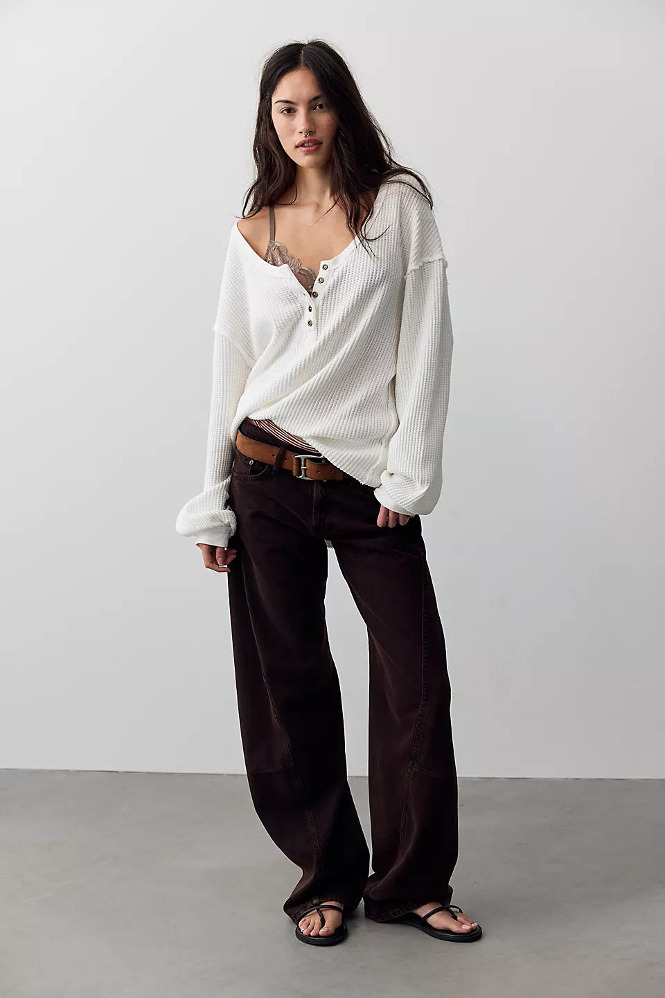 FREE PEOPLE MONTREAL OVERSIZED THERMAL - CLEAN IVORY