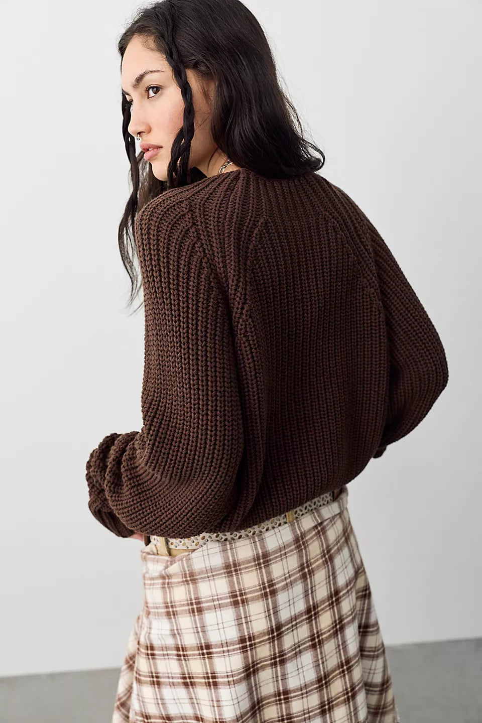 FREE PEOPLE LOW TIDE KNIT PULLOVER - CHOCOLATE