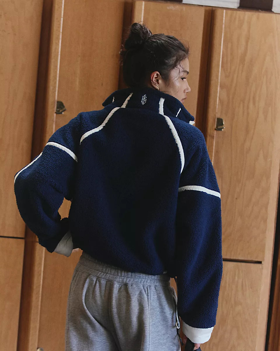 FREE PEOPLE MOUNTAIN HIGH 1/2 ZIP FLEECE - NAVY COMBO