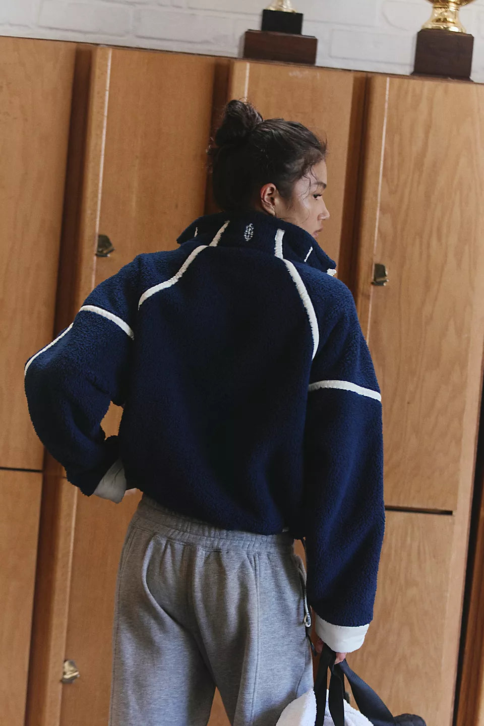 FREE PEOPLE MOUNTAIN HIGH 1/2 ZIP FLEECE - NAVY COMBO
