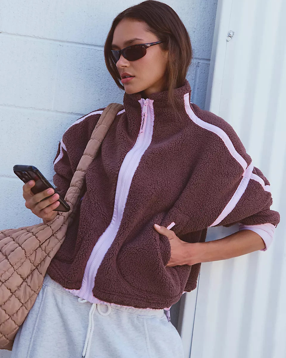 FREE PEOPLEMOUNTAIN HIGH FLEECE JACKET - TRUFFLE COMBO