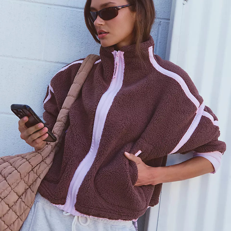 FREE PEOPLEMOUNTAIN HIGH FLEECE JACKET - TRUFFLE COMBO