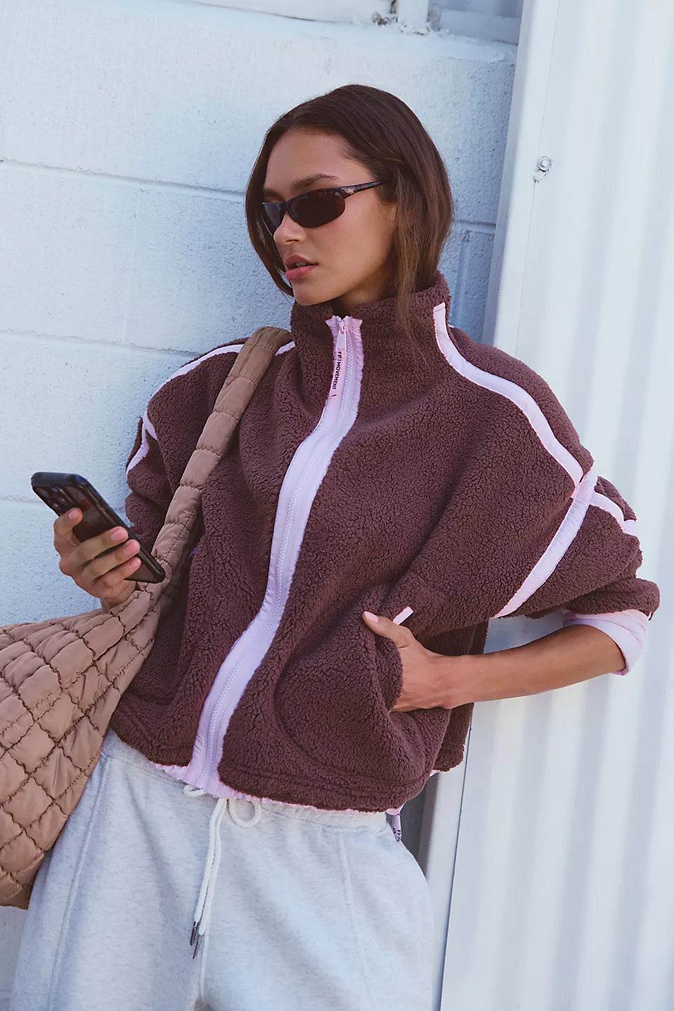 FREE PEOPLEMOUNTAIN HIGH FLEECE JACKET - TRUFFLE COMBO
