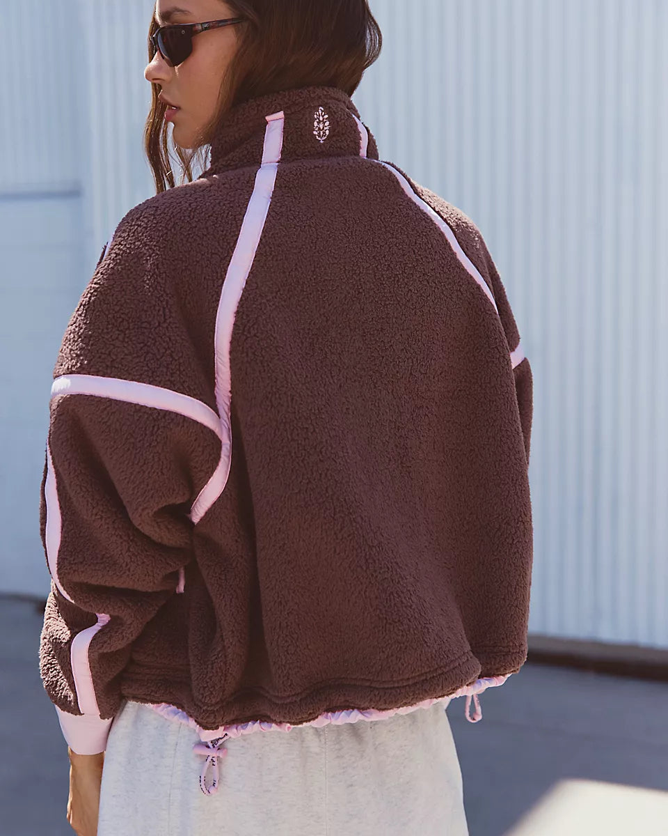 FREE PEOPLEMOUNTAIN HIGH FLEECE JACKET - TRUFFLE COMBO
