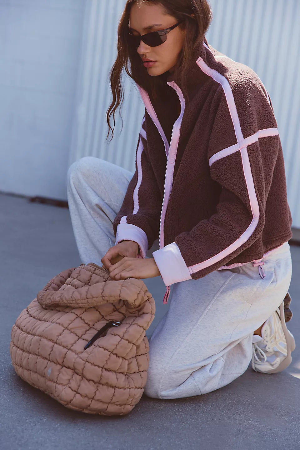 FREE PEOPLEMOUNTAIN HIGH FLEECE JACKET - TRUFFLE COMBO