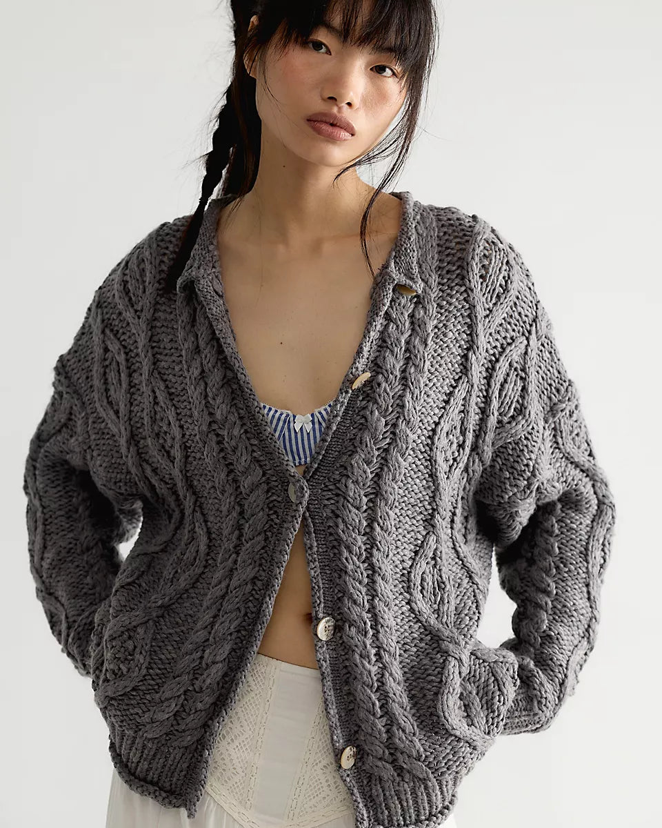 FREE PEOPLE OPAL CARDIGAN - STEEL GREY