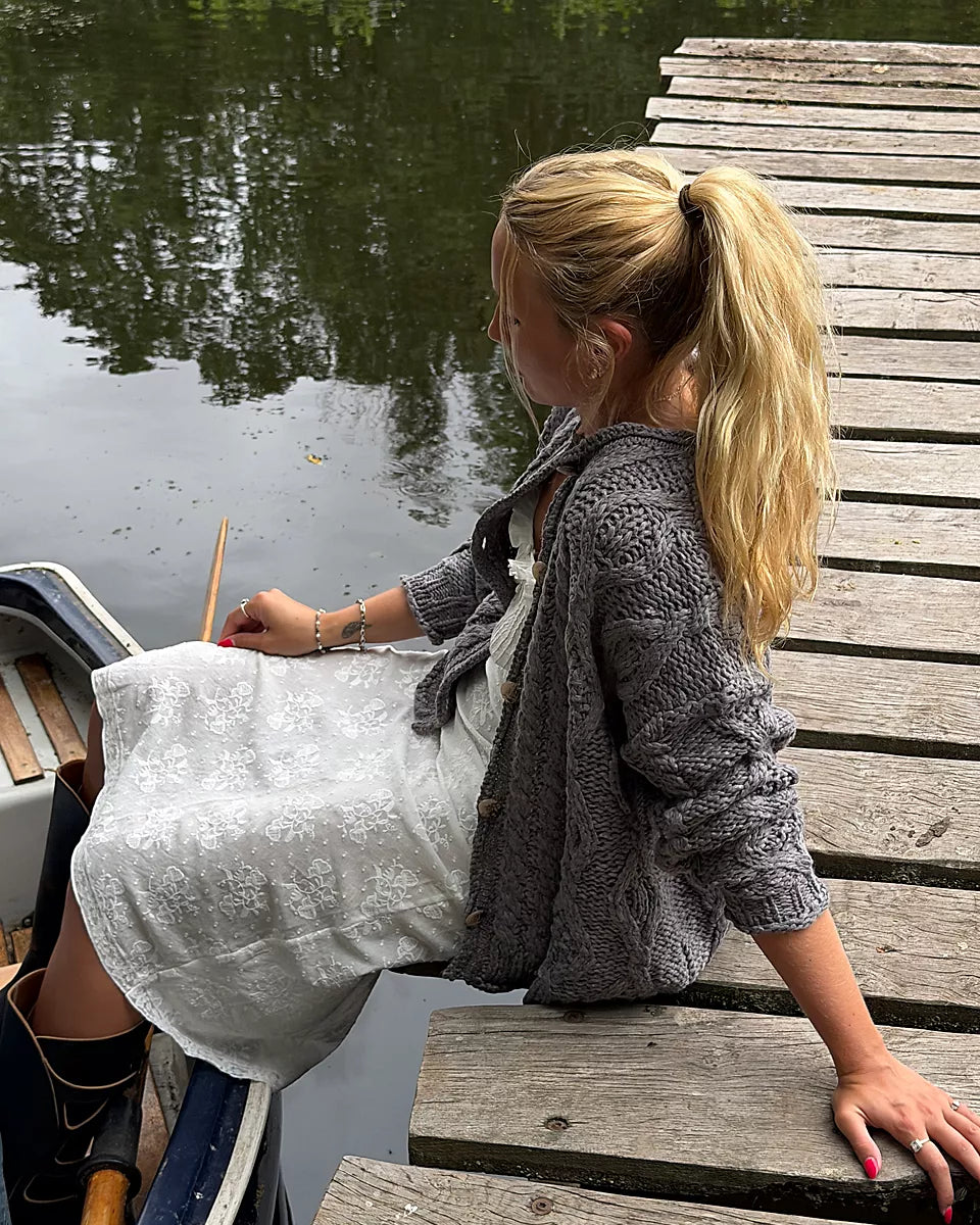 FREE PEOPLE OPAL CARDIGAN - STEEL GREY