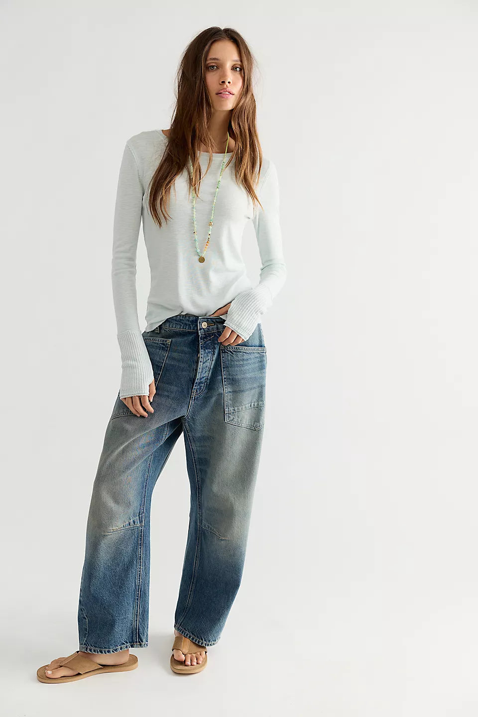 FREE PEOPLE MINIMALIST MOXIE BARREL JEANS - HIGH HOPES