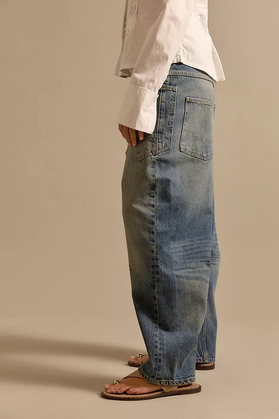 FREE PEOPLE MINIMALIST MOXIE BARREL JEANS - HIGH HOPES