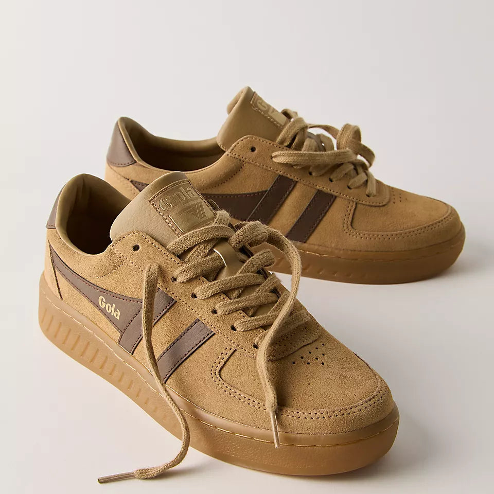 GOLA GRANDSLAM SUEDE TRAINER SNEAKER - LIGHT CARAMEL. DARK BROWN.