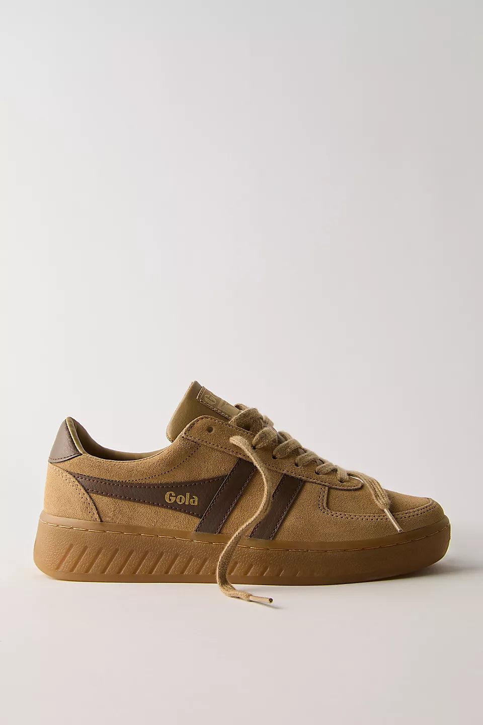 GOLA GRANDSLAM SUEDE TRAINER SNEAKER - LIGHT CARAMEL. DARK BROWN.