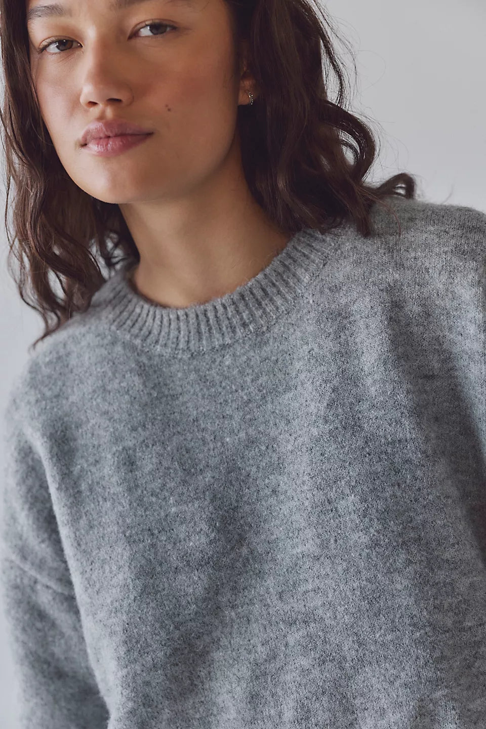 FREE PEOPLE MARGOT SWEATER TEE - HEATHER GREY