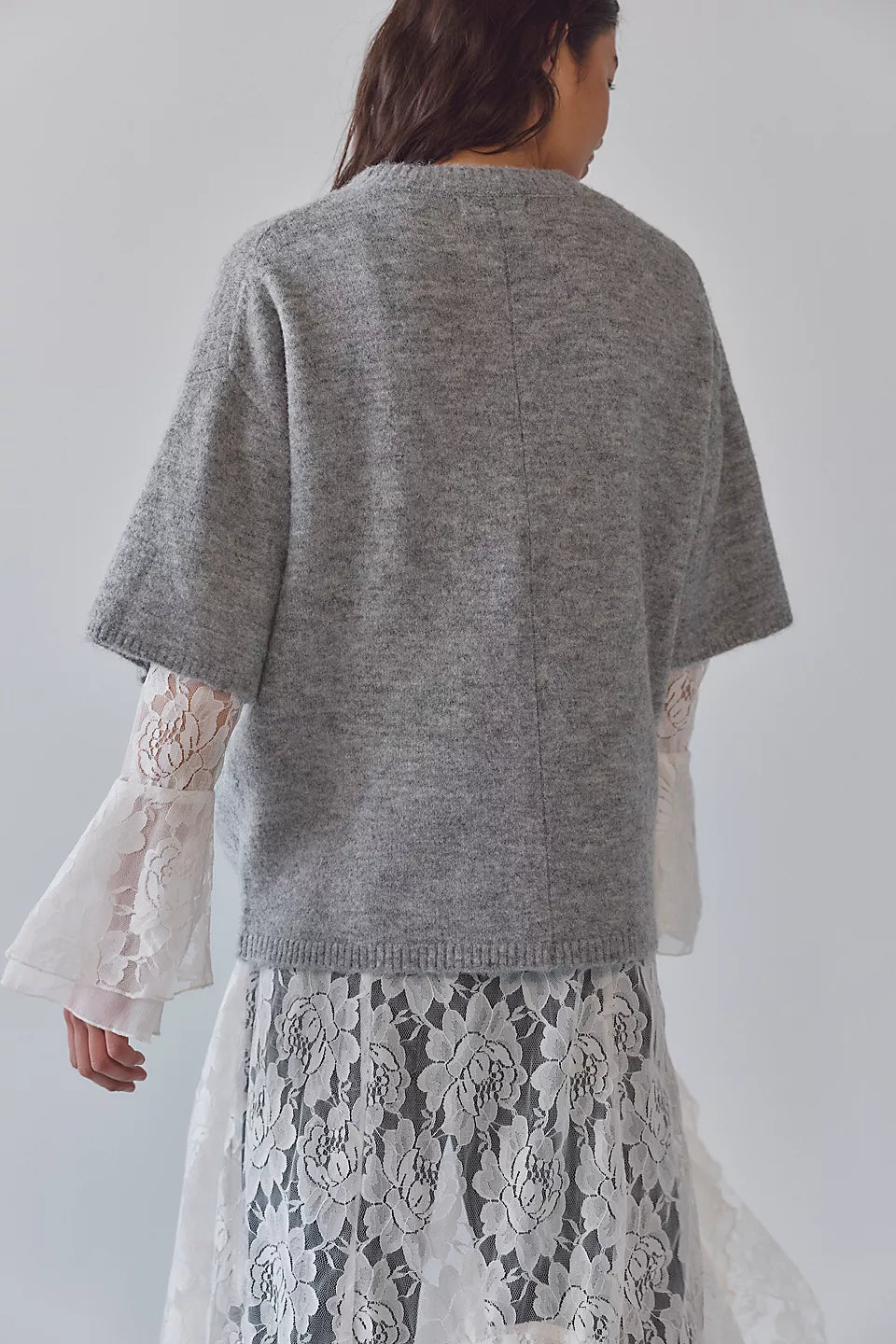 FREE PEOPLE MARGOT SWEATER TEE - HEATHER GREY
