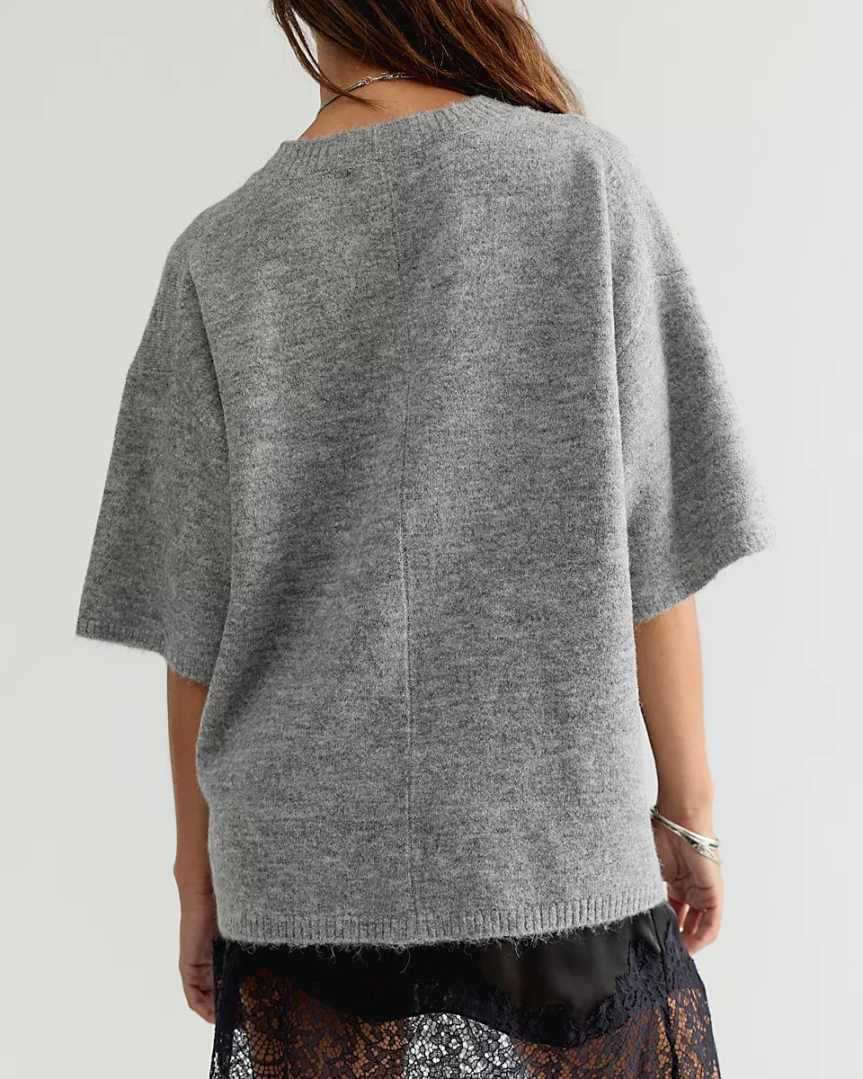 FREE PEOPLE MARGOT SWEATER TEE - HEATHER GREY