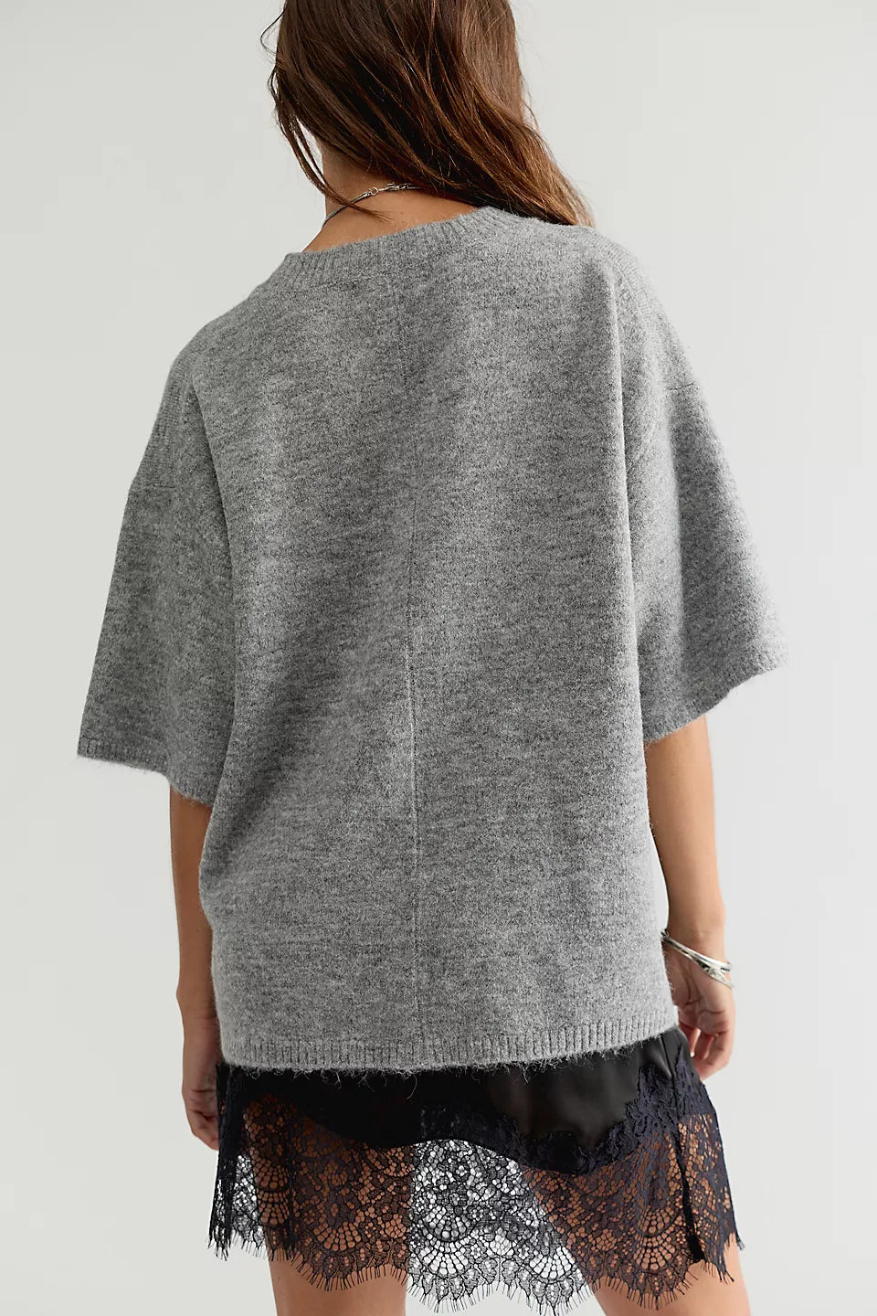 FREE PEOPLE MARGOT SWEATER TEE - HEATHER GREY