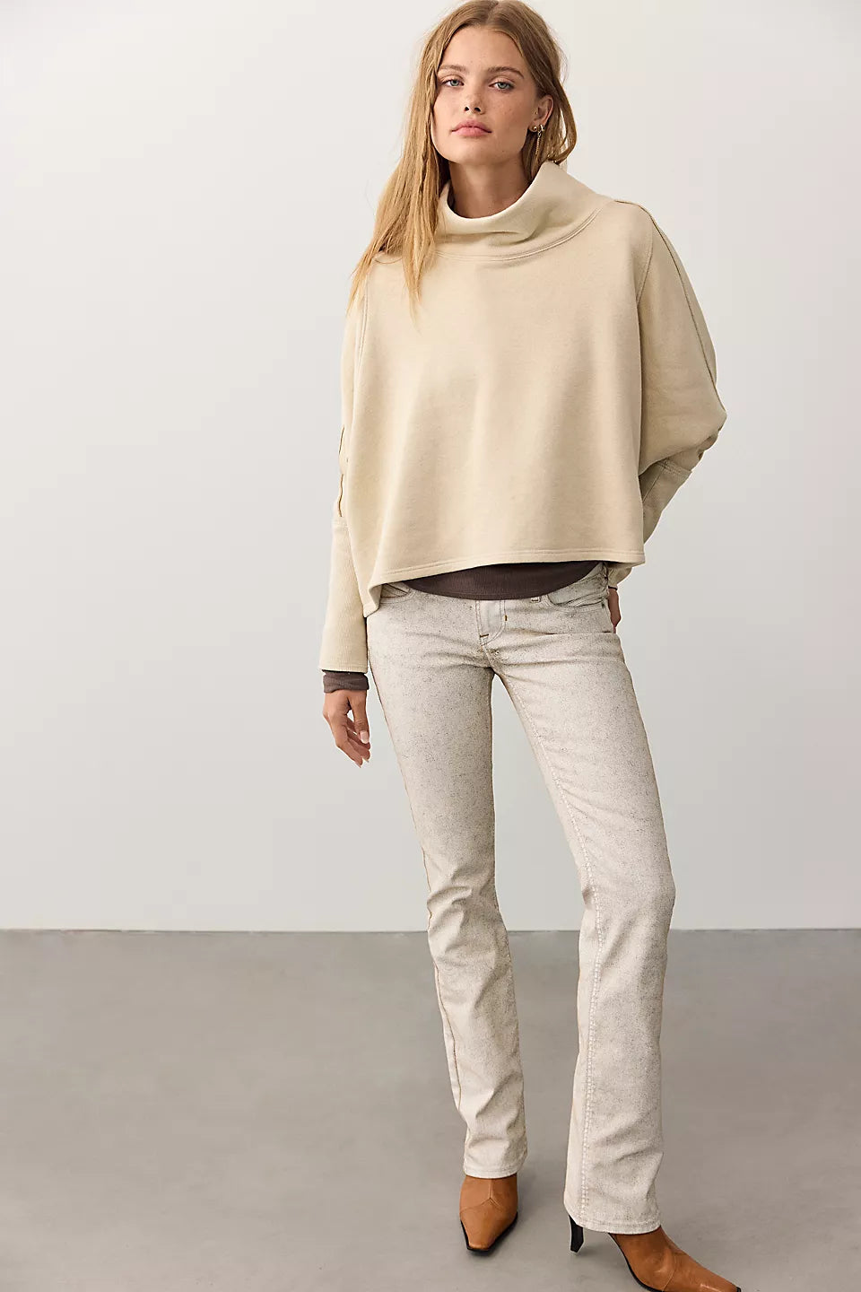 FREE PEOPLE MY GIRL PULLOVER - LIGHT OATMEAL HEATHER