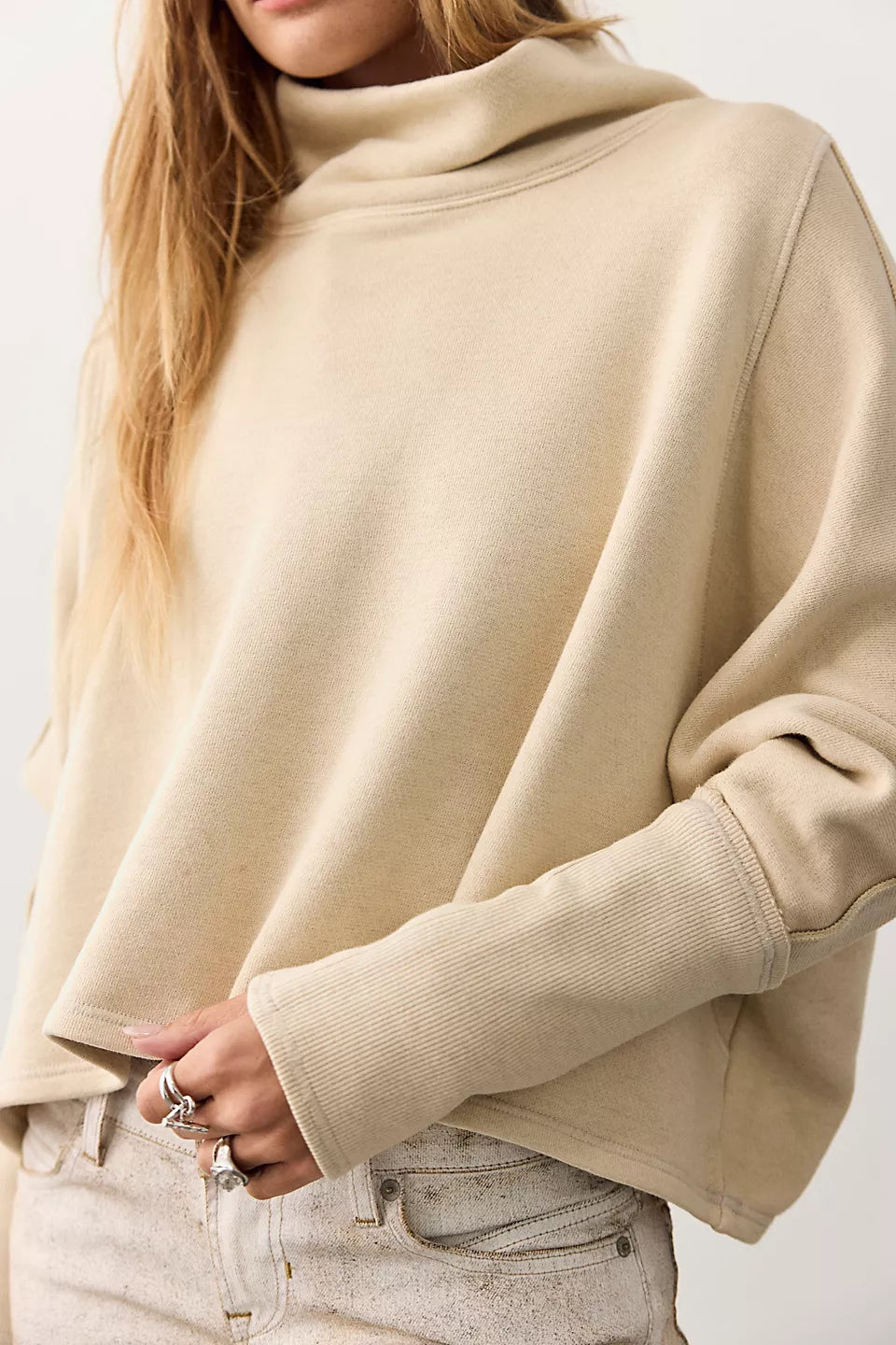 FREE PEOPLE MY GIRL PULLOVER - LIGHT OATMEAL HEATHER