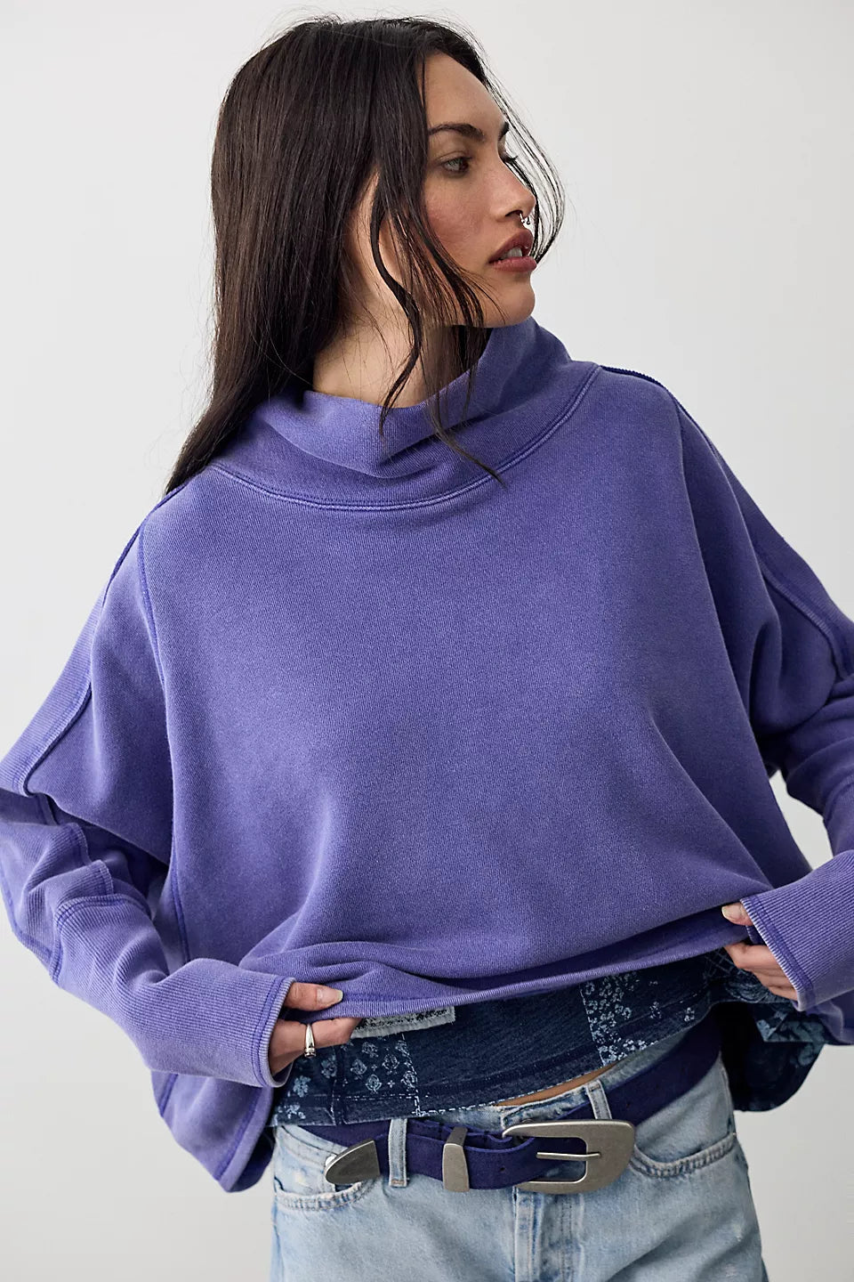 FREE PEOPLE MY GIRL PULLOVER - BLUE BEAM