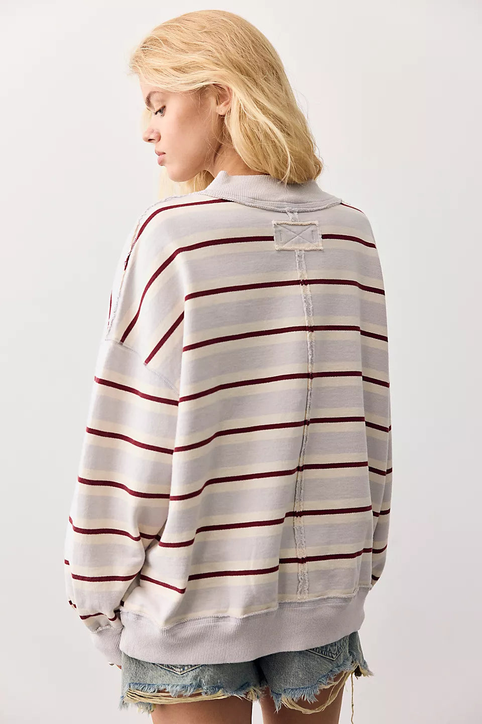 FREE PEOPLE PALM SPRING TURTLE PULLOVER - WASHED BLUE COMBO