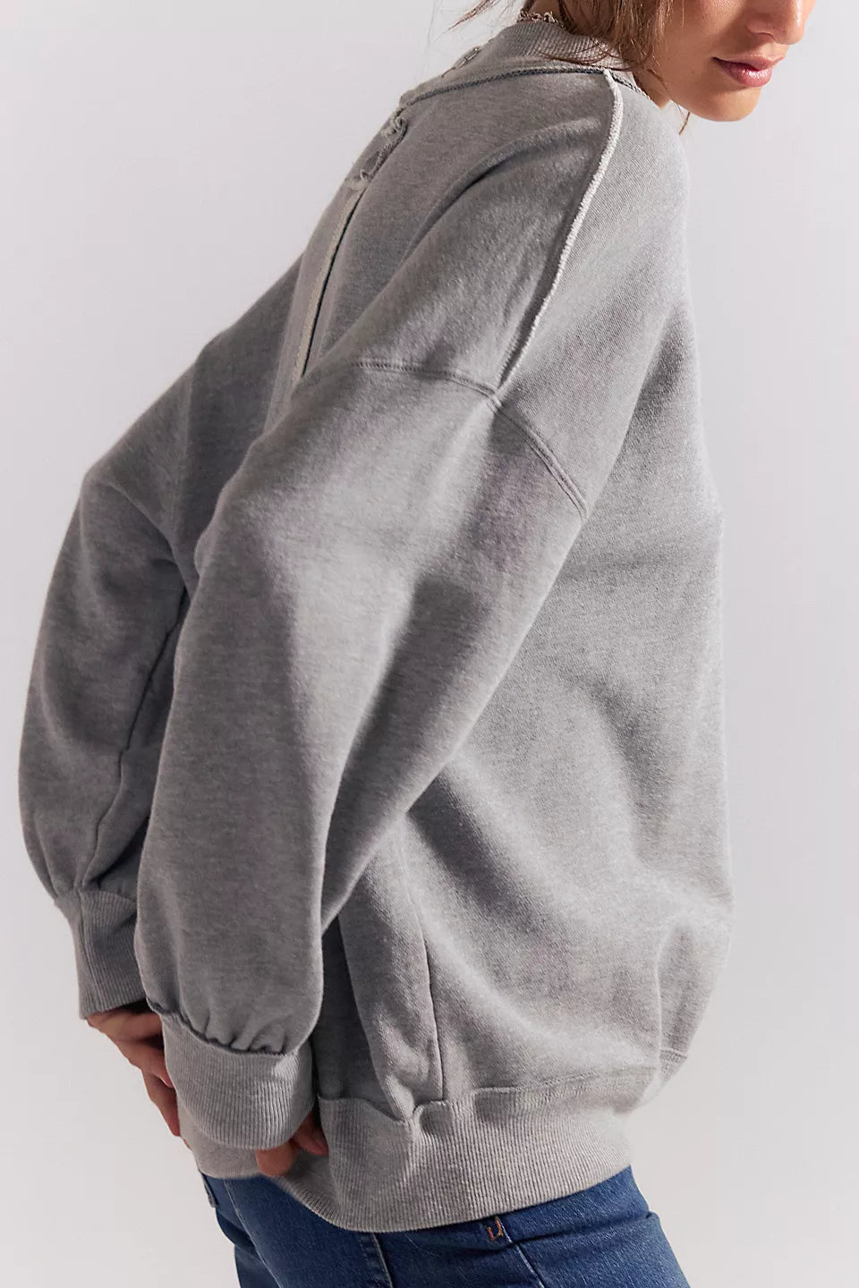 FREE PEOPLE PALM SPRING TURTLE PULLOVER - HEATHER GREY