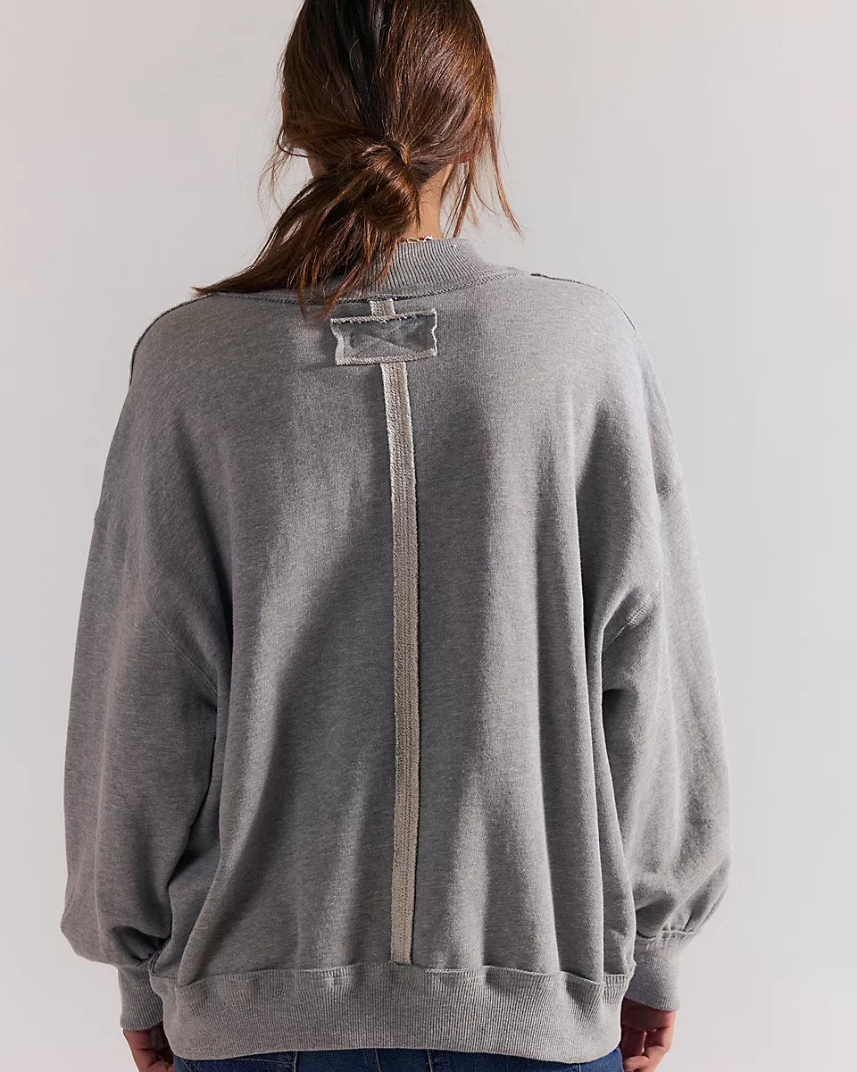 FREE PEOPLE PALM SPRING TURTLE PULLOVER - HEATHER GREY