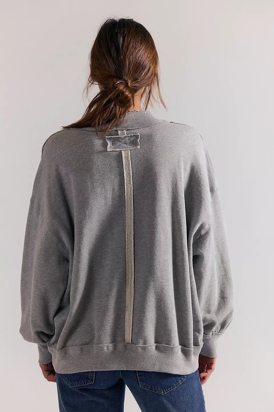 FREE PEOPLE PALM SPRING TURTLE PULLOVER - HEATHER GREY