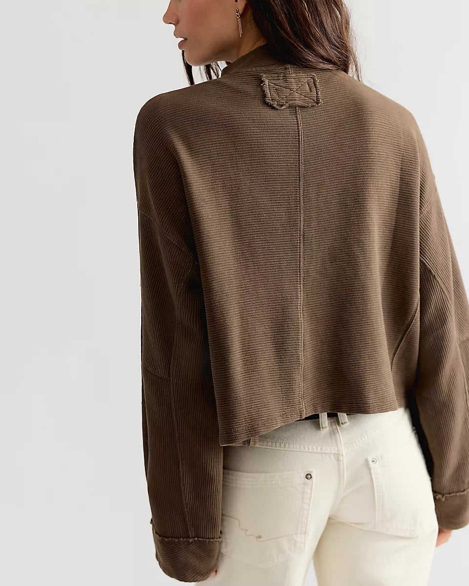 FREE PEOPLE CELESTE QUARTERZIP PULLOVER - TEAK