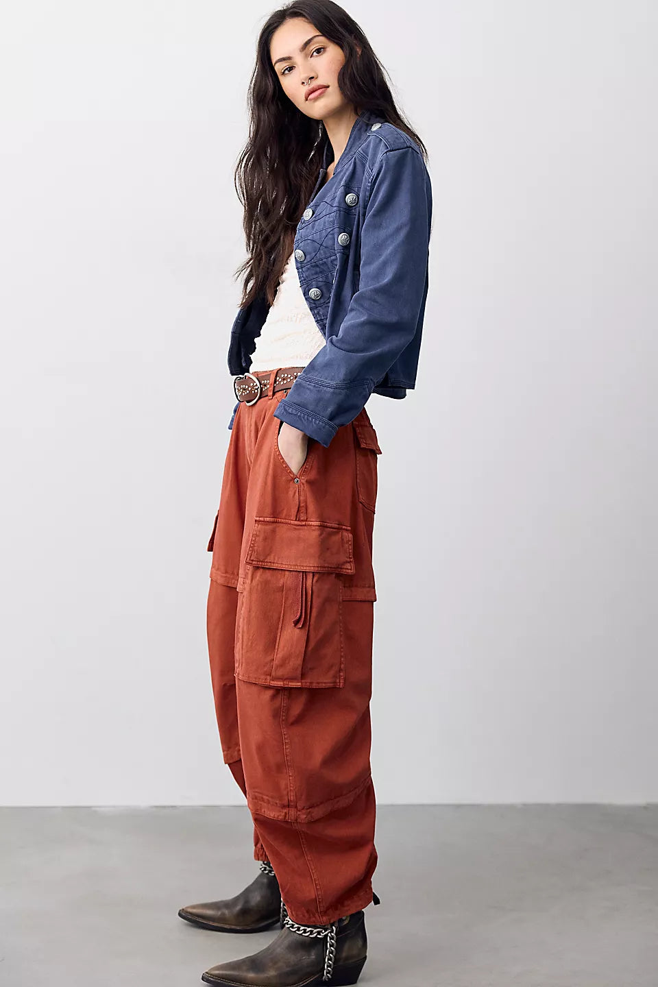 *PRE ORDER* FREE PEOPLE REEF CURVED CARGO TWILL PANT - BURNT CHILIS