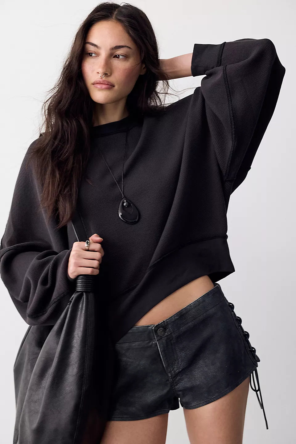 FREE PEOPLE SKYLINE PULLOVER - BLACK