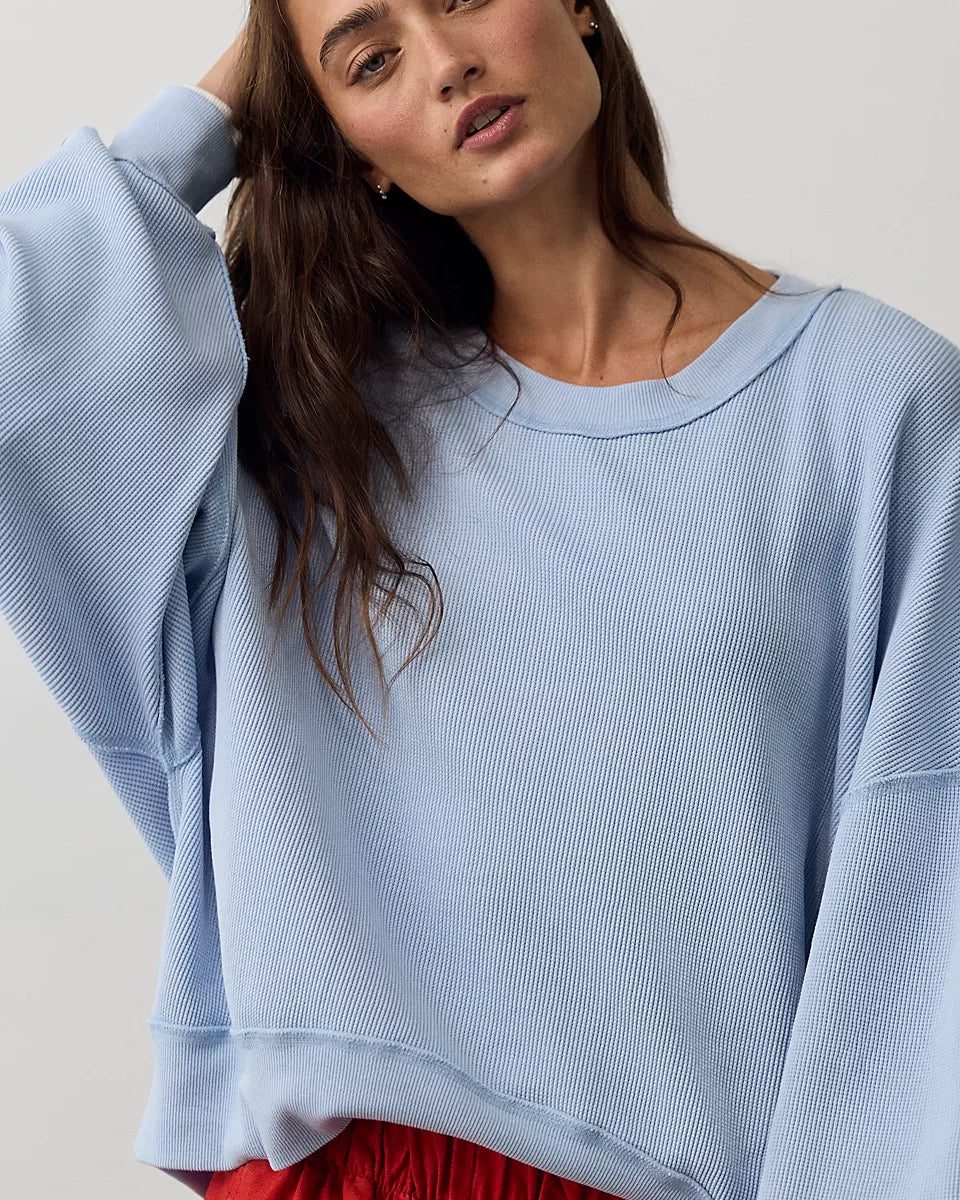 FREE PEOPLE SKYLINE PULLOVER - BLUE SNOWFLAKE