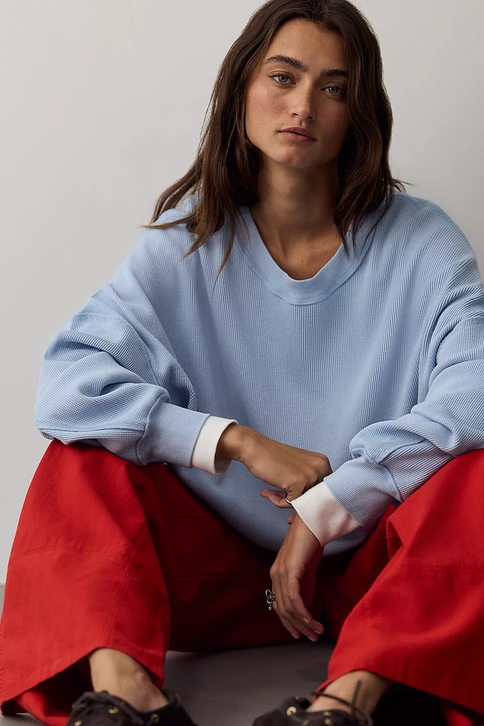 FREE PEOPLE SKYLINE PULLOVER - BLUE SNOWFLAKE