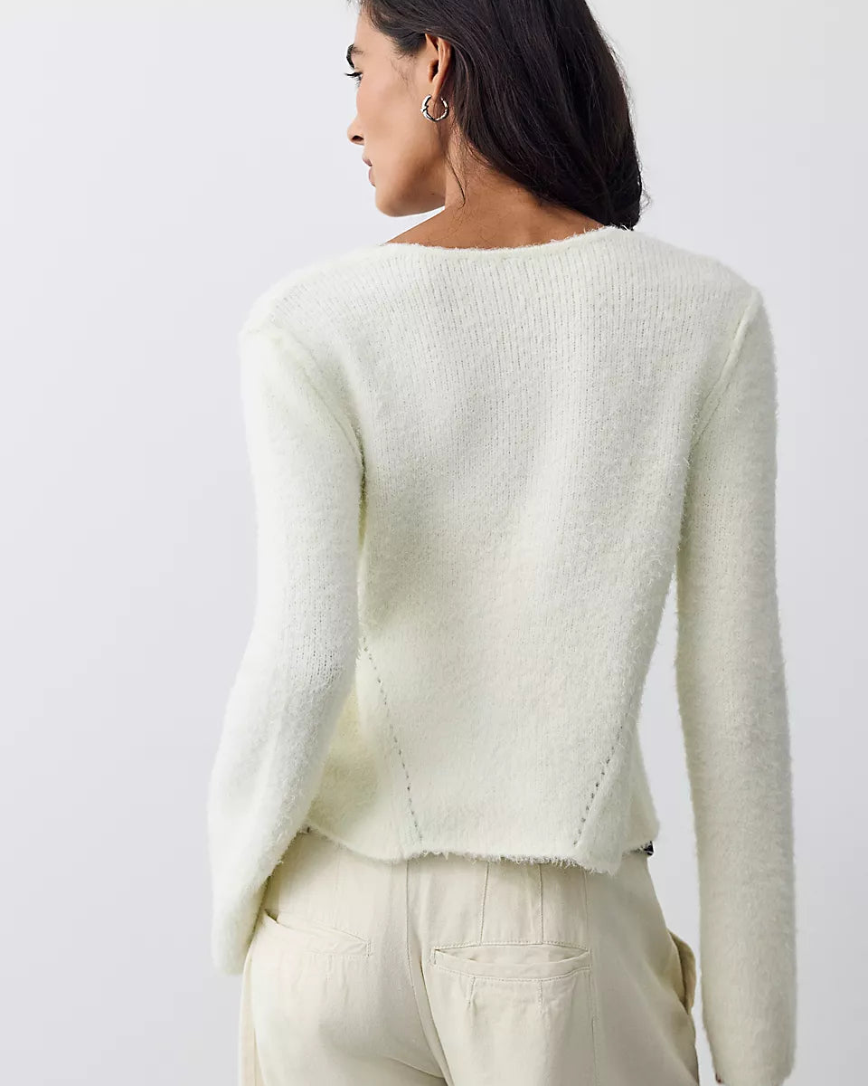FREE PEOPLE SNOWFALL WRAPPED SWEATER - SNOW MINT COMBO