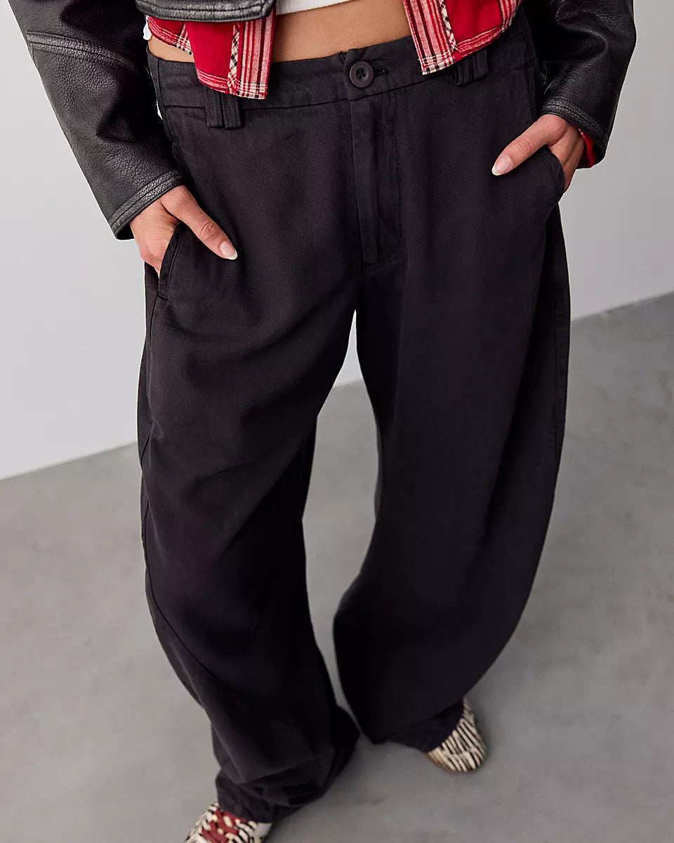FREE PEOPLE SPOTLIGHT WASHED TROUSER - BLACK