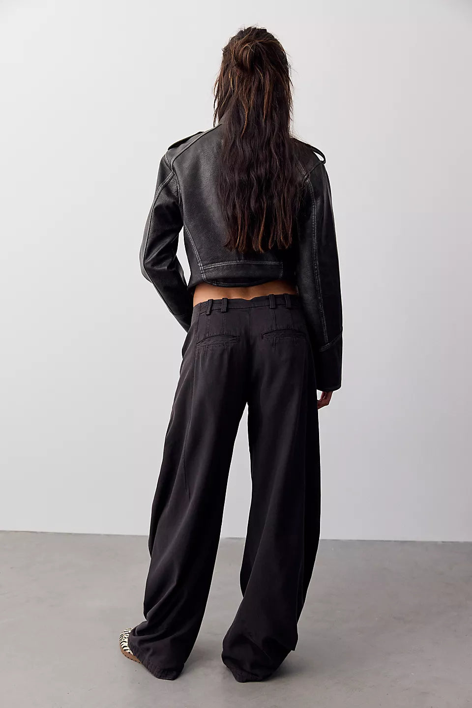 FREE PEOPLE SPOTLIGHT WASHED TROUSER - BLACK
