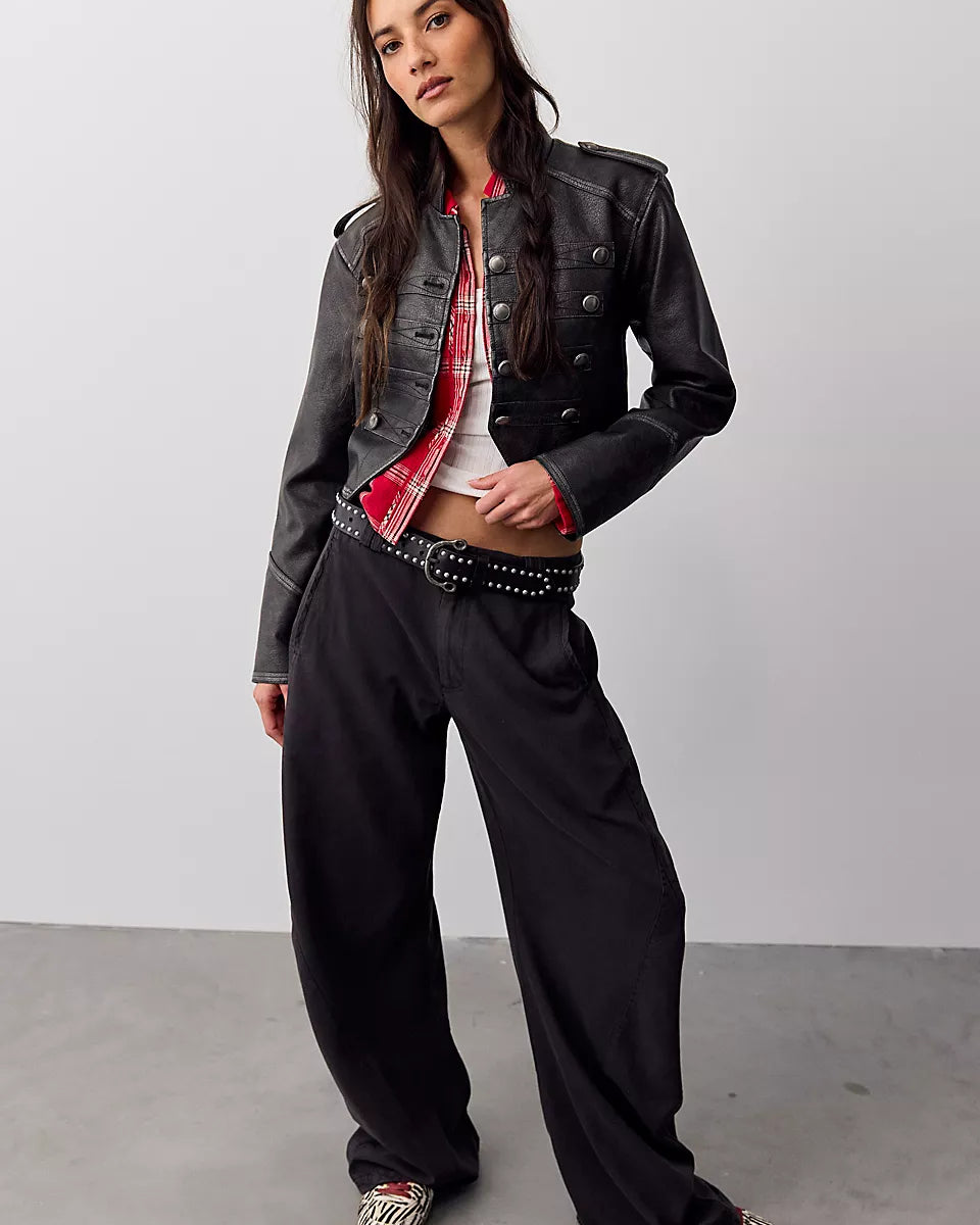 FREE PEOPLE SPOTLIGHT WASHED TROUSER - BLACK