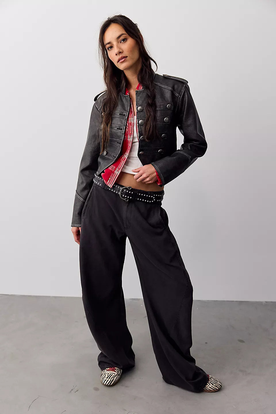 FREE PEOPLE SPOTLIGHT WASHED TROUSER - BLACK