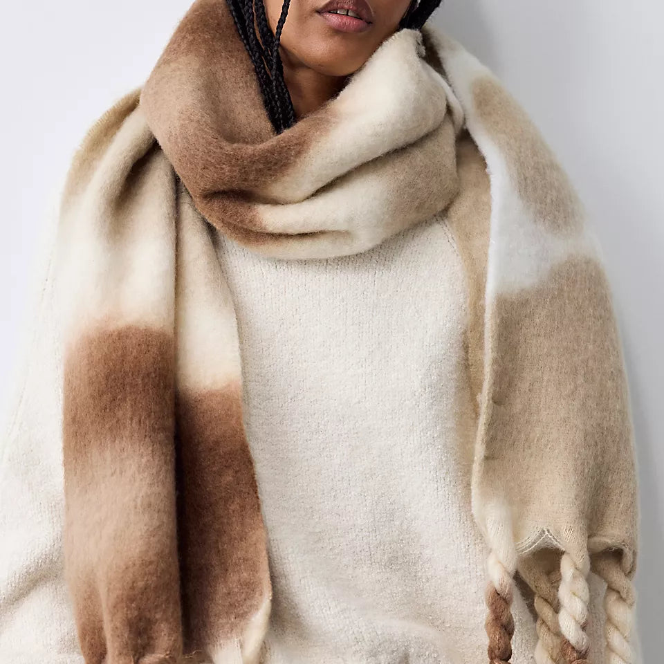 FREE PEOPLE WINTER DAYS BLANKET SCARF - OAT COMBO
