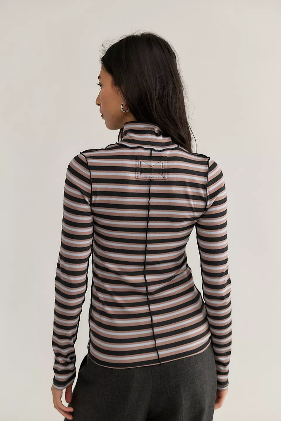 FREE PEOPLE GOOD GOOD TURTLENECK - WASHED BLACK COMBO