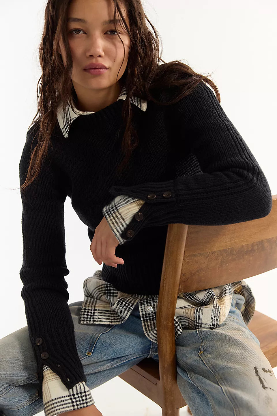 FREE PEOPLE MILA PULLOVER - BLACK