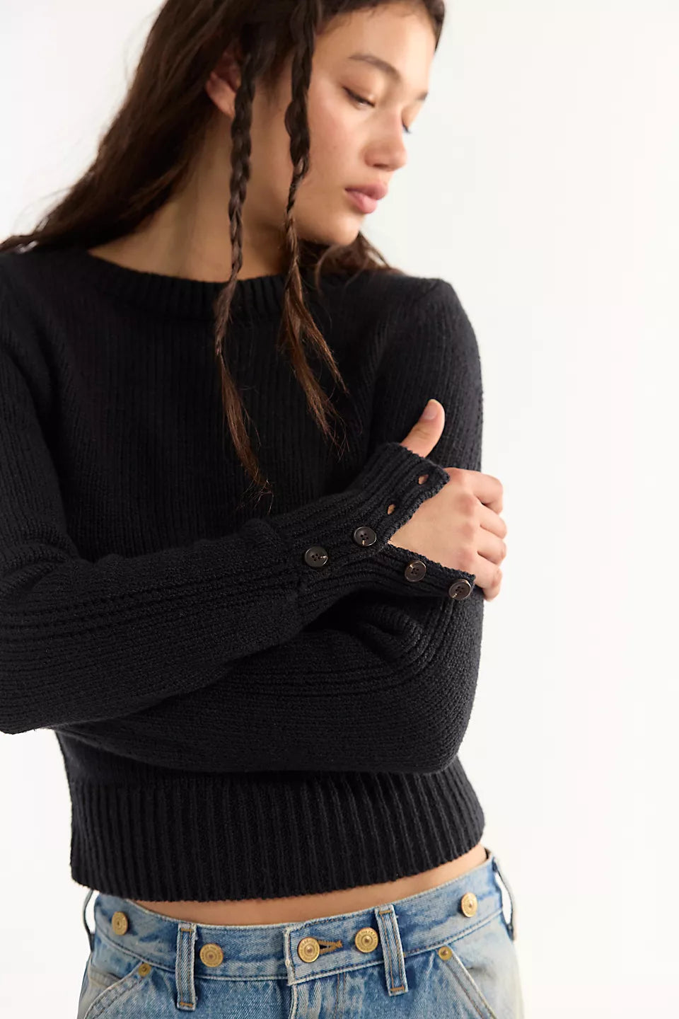 FREE PEOPLE MILA PULLOVER - BLACK
