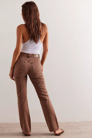 FREE PEOPLE XENA SLIM STRAIGHT JEANS - CHOCOLATE MOUSSE