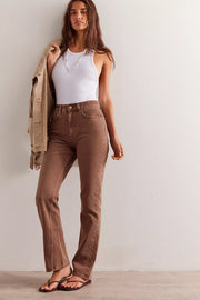 FREE PEOPLE XENA SLIM STRAIGHT JEANS - CHOCOLATE MOUSSE