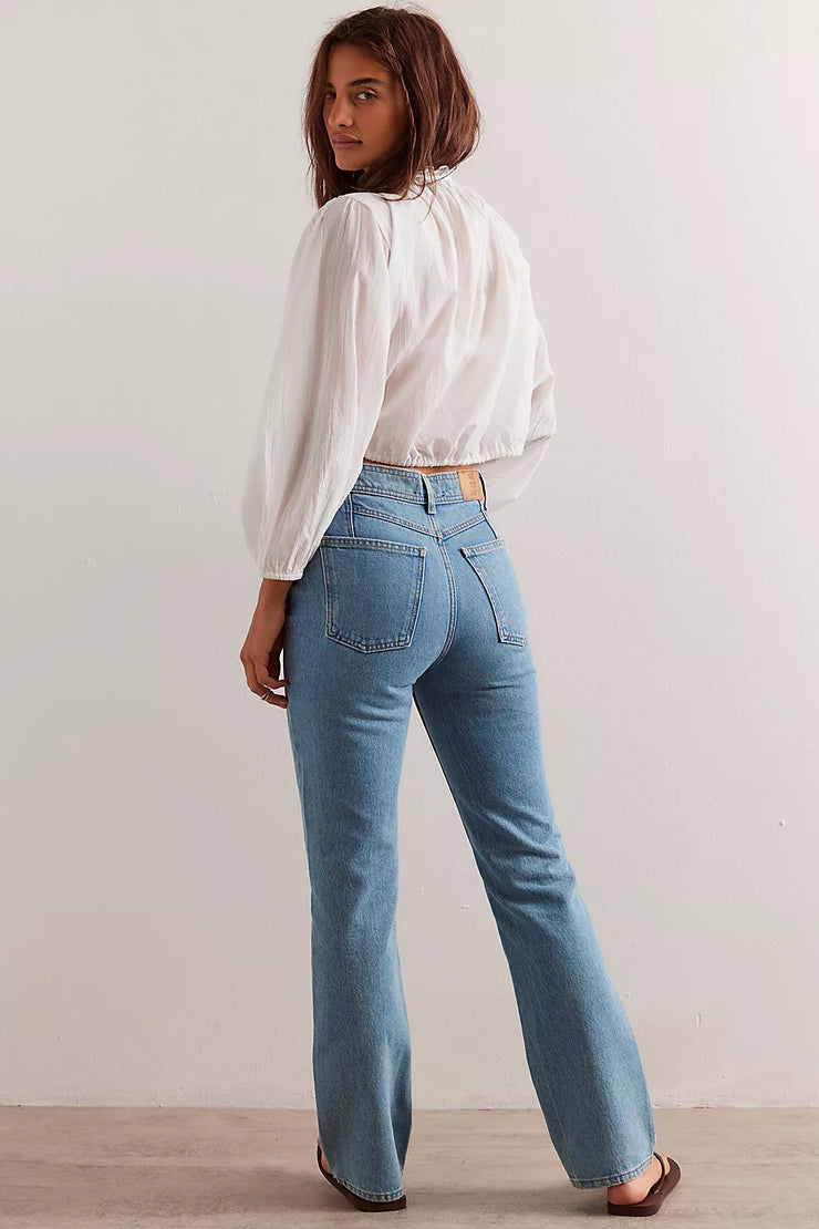 FREE PEOPLE XENA SLIM STRAIGHT JEANS - UNION BLUE